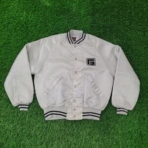 Vintage G Logo Pla-Jac Letterman Cropped Bomber Jacket Medium 24x24 Raglan Satin